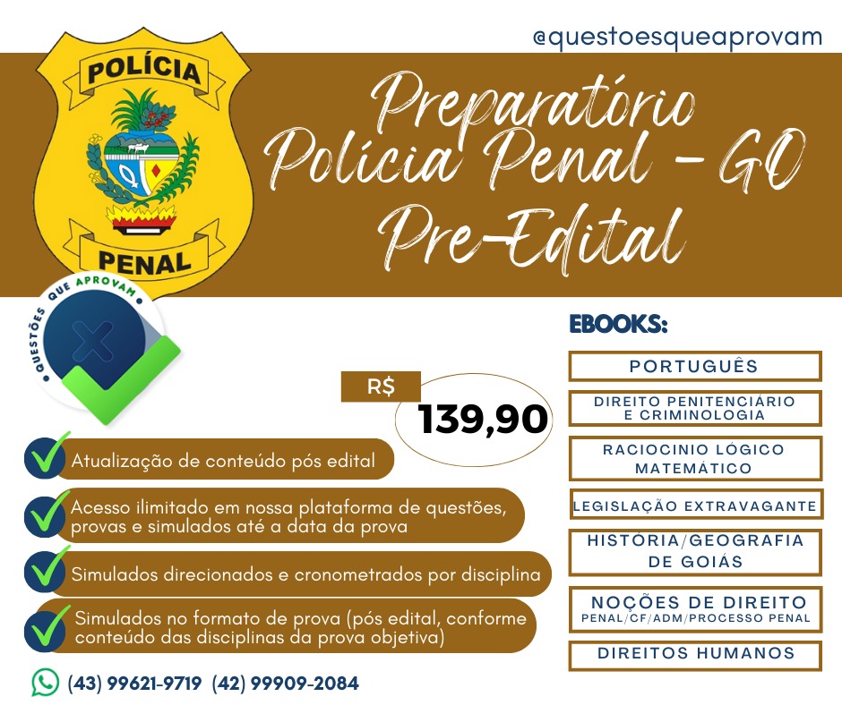 Concurso Polícia Penal-GO: decreto regulamenta fases do edital.